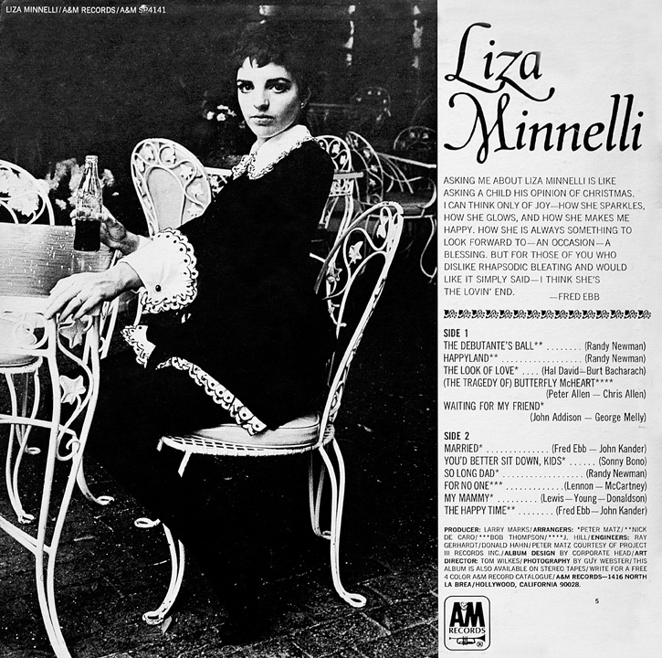 Back cover of the Liza Minnelli album